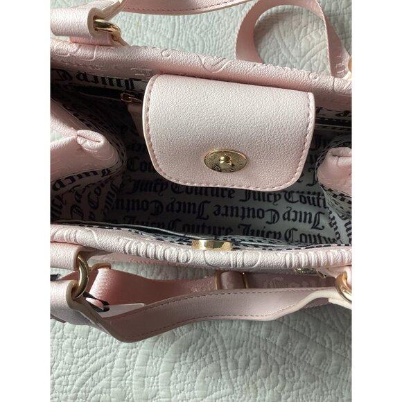 Juicy Couture Powder Blush Upgrade U Mini Tote Bag *Embossed Logo*Pink*Strap*NWT - Picture 6 of 10